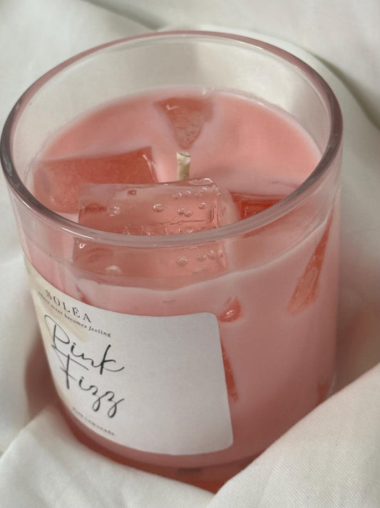 Pink Fizz Candle | Pink Lemonade Soy Wax with Ice Details