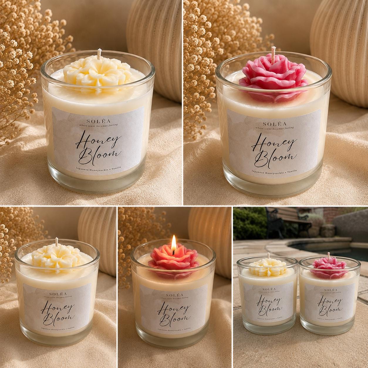 Honey Bloom Candle | Japanese Honeysuckle Vanilla Soy Wax Decor