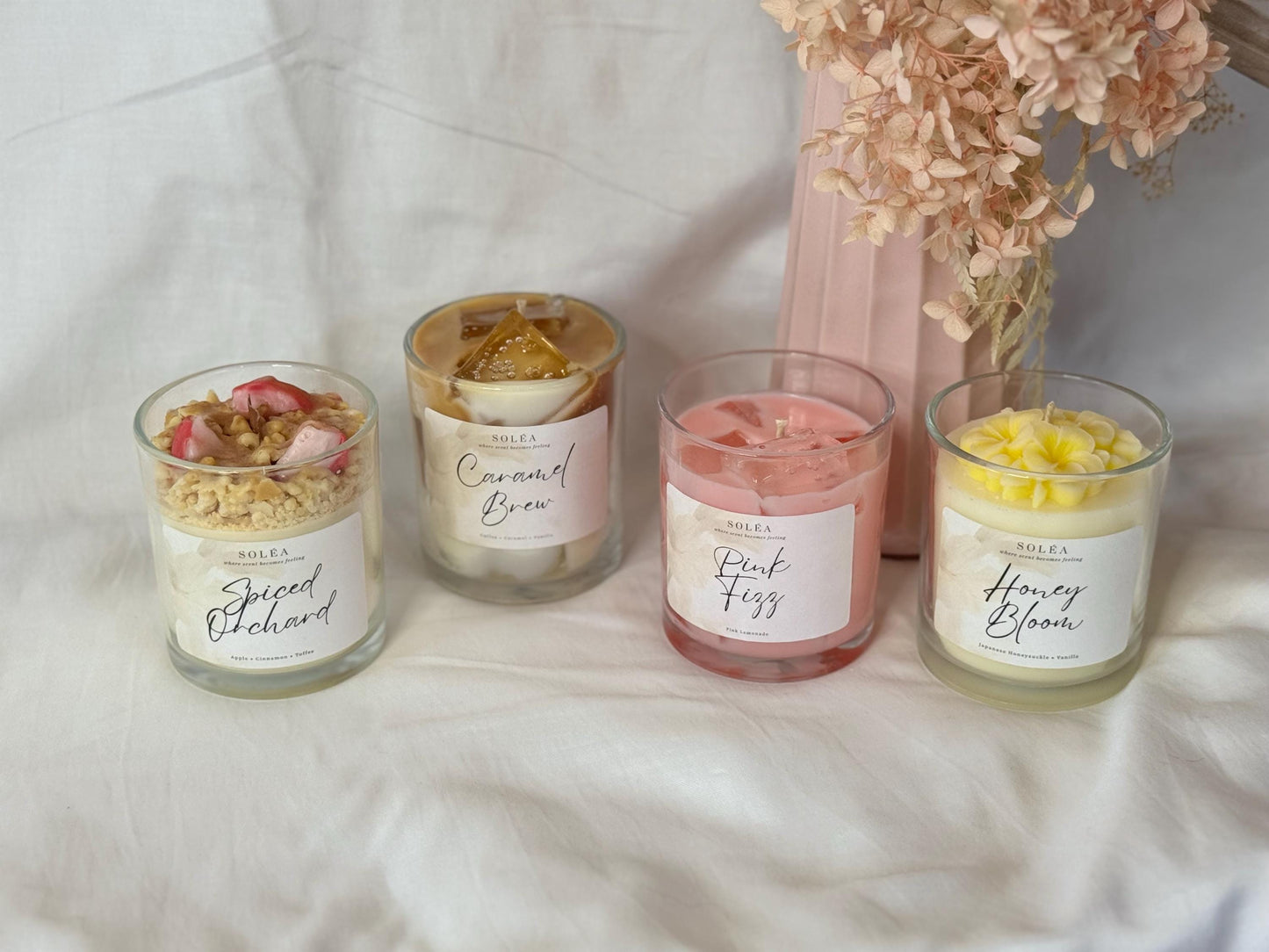 Pink Fizz Candle | Pink Lemonade Soy Wax with Ice Details